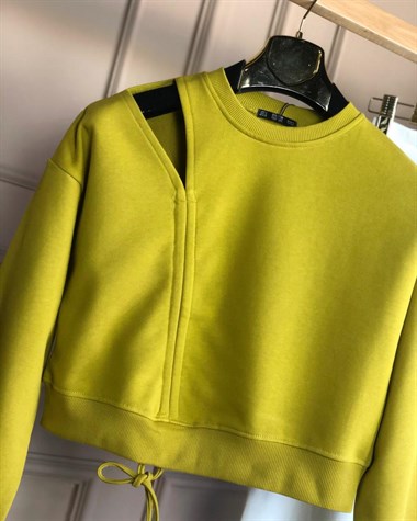 Omuz Detaylı Sweat (YAĞ YEŞİLİ)