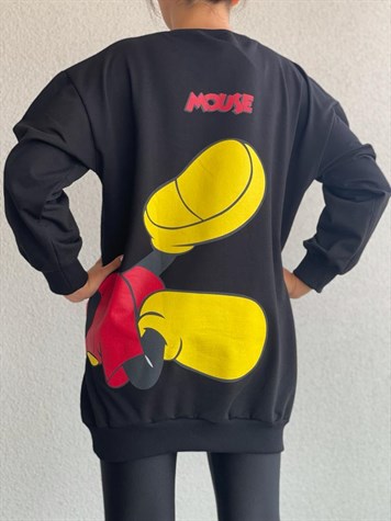 Ön ve Sırt Mickey Baskı Detaylı Sweat (Siyah)