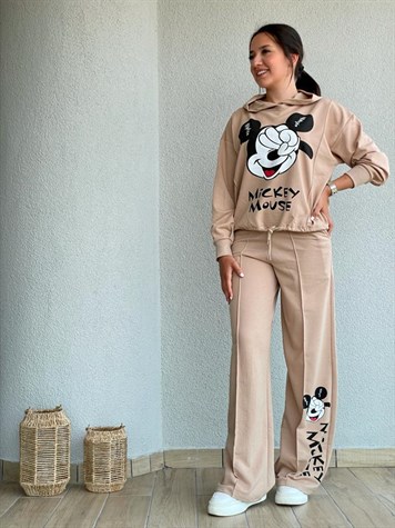 Önden Büzgü Detaylı Mickey Takım (Camel)