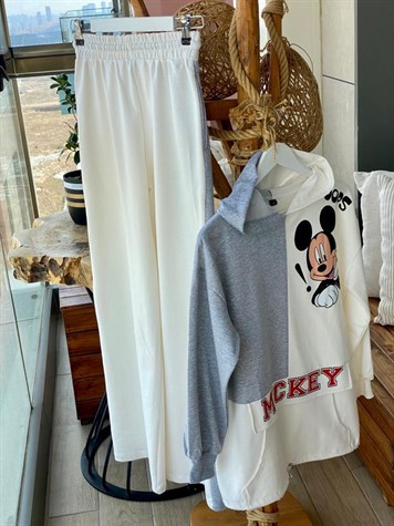 Önden Cepli Mickey Detaylı Takım (Gri)