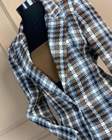Önden Tek Düğmeli Kaşe Blazer Ceket