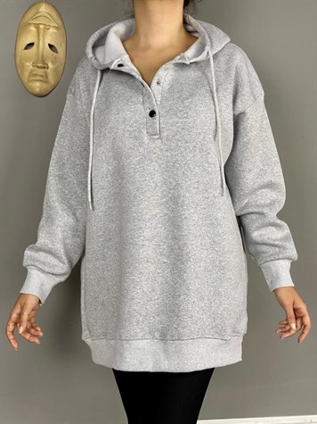 Önü Çıtçıt Detaylı Tunik Sweat (Gri)