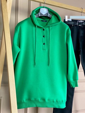 Önü Çıtçıt Detaylı Tunik Sweat (Yeşil)