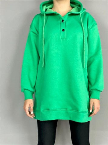 Önü Çıtçıt Detaylı Tunik Sweat (Yeşil)
