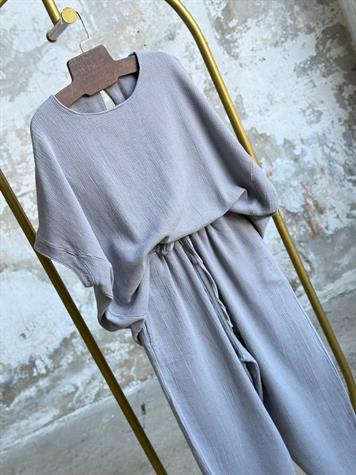 ÖN SİPARİŞE AÇILMIŞTIR...Organik Ham Keten Şalvar Model Takım (Gri)