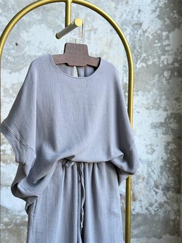 ÖN SİPARİŞE AÇILMIŞTIR...Organik Ham Keten Şalvar Model Takım (Gri)