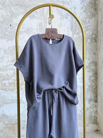 ÖN SİPARİŞE AÇILMIŞTIR...Organik Ham Keten Şalvar Model Takım (İndigo)