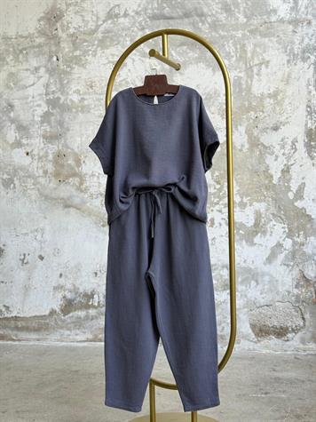ÖN SİPARİŞE AÇILMIŞTIR...Organik Ham Keten Şalvar Model Takım (İndigo)