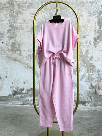 ÖN SİPARİŞE AÇILMIŞTIR...Organik Ham Keten Şalvar Model Takım (Şeker Pembesi)