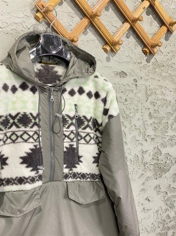 Otantik Desen Polar Ceket (Gri)