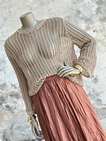 Oversize Delikli Kazak (Camel)