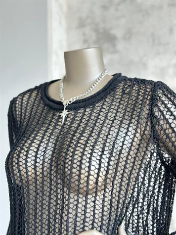 Oversize Delikli Kazak (Siyah)