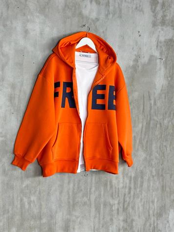 Oversize Fermuarlı Ceket (Oranj)
