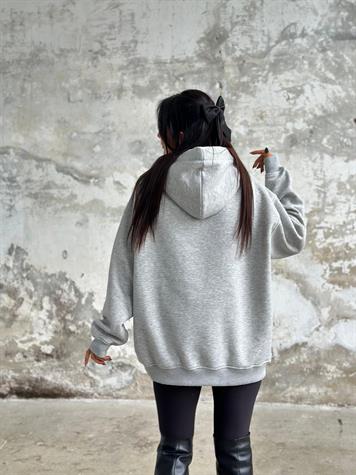 Tasarım Oversize Kapüşonlu Sweat (Gri)