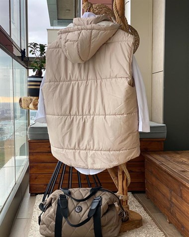 Oversize Kesim Şişme Yelek (BEJ)