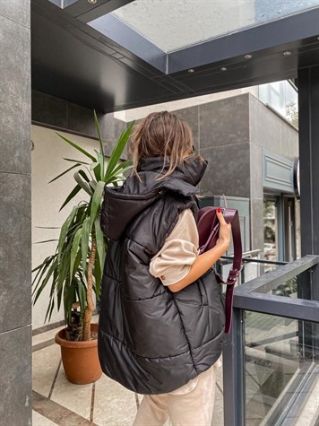 Oversize Kesim Şişme Yelek (SİYAH)