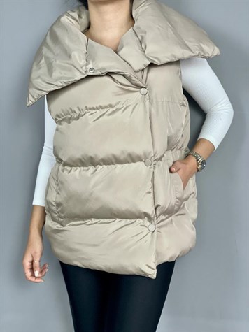 Oversize Model Şişme Yelek (Bej)