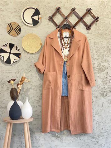 Oversize Müslin Ceket (Camel)