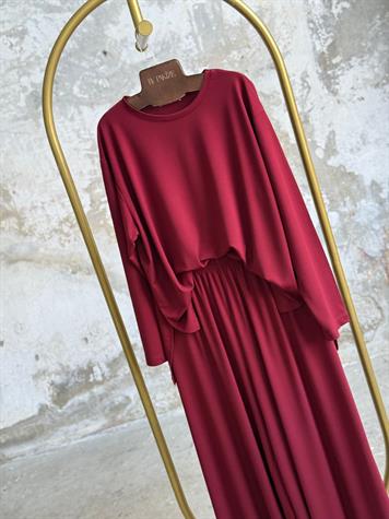 Oys Kumaş Oversize Bol Paçalı Takım (Bordo)