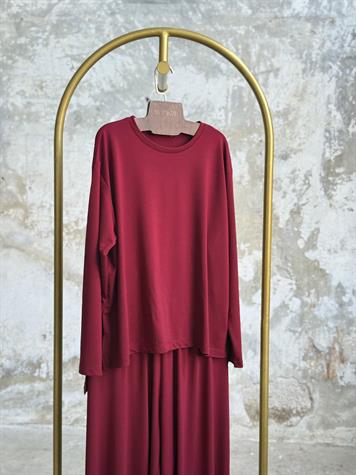 Oys Kumaş Oversize Bol Paçalı Takım (Bordo)