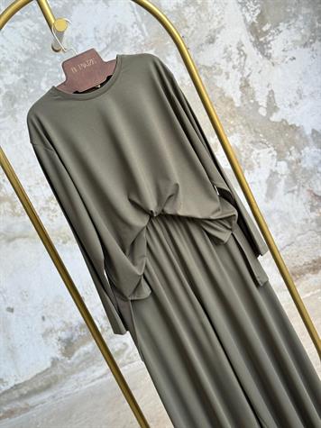 Oys Kumaş Oversize Bol Paçalı Takım (Haki)