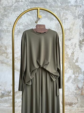 Oys Kumaş Oversize Bol Paçalı Takım (Haki)