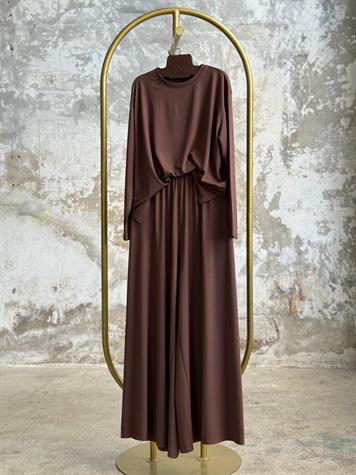Oys Kumaş Oversize Bol Paçalı Takım (Kahve)