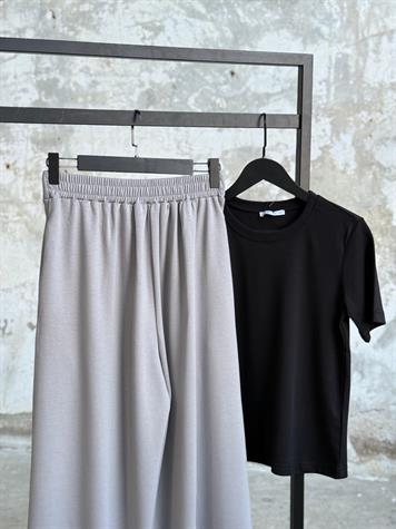 Oys Model Bel Lastik Detaylı Bol Pantolon (Açık Gri)