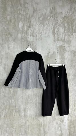 Oysho Kumaş Sweat Gömlekli Şalvar Model Takım (Siyah)