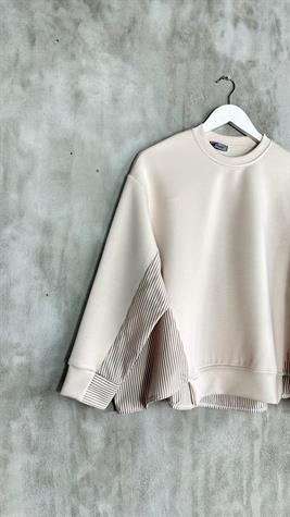 Oysho Kumaş Sweat Gömlekli Şalvar Model Takım (Bej)