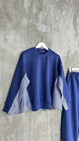 Oysho Kumaş Sweat Gömlekli Şalvar Model Takım (Mavi)