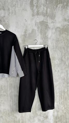 Oysho Kumaş Sweat Gömlekli Şalvar Model Takım (Siyah)