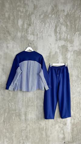Oysho Kumaş Sweat Gömlekli Şalvar Model Takım (Mavi)