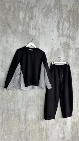Oysho Kumaş Sweat Gömlekli Şalvar Model Takım (Siyah)
