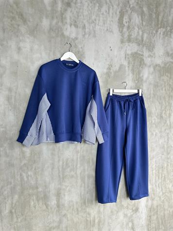 Oysho Kumaş Sweat Gömlekli Şalvar Model Takım (Mavi)