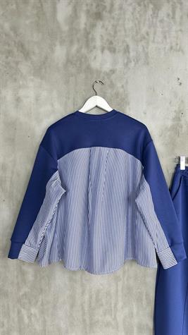 Oysho Kumaş Sweat Gömlekli Şalvar Model Takım (Mavi)