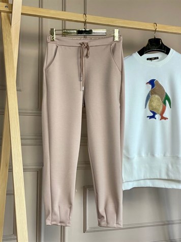 Paça Detaylı Scuba Kumaş Pantolon (Camel)