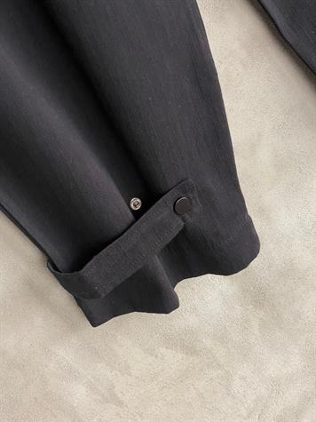Paçası Çıtçıt Detaylı Yumuşak Gabardin Kumaş Pantolon (Siyah)