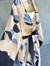 Tropik  Yaprak Desenli Kuşaklı Kimono (Lila)