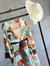 Tropik Yaprak Desenli Kuşaklı Kimono (Su Yeşili)