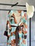 Tropik Yaprak Desenli Kuşaklı Kimono (Su Yeşili)