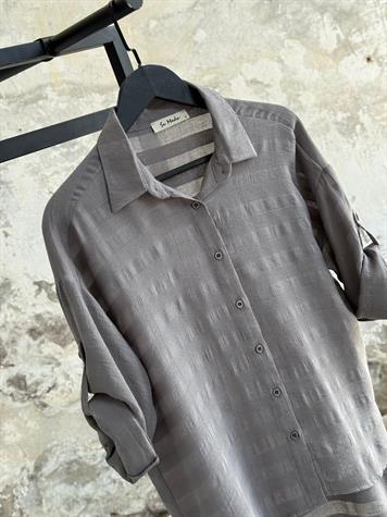 Pamuk Keten Oversize Gömlek (Antrasit)