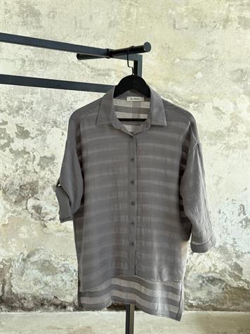 Pamuk Keten Oversize Gömlek (Antrasit)