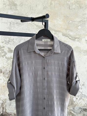 Pamuk Keten Oversize Gömlek (Antrasit)