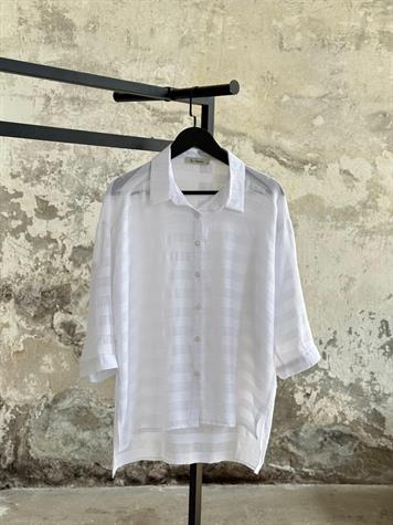 Pamuk Keten Oversize Gömlek (Beyaz)