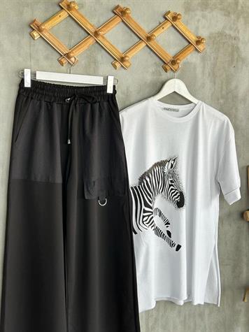 Paraşüt Cep Detaylı Geniş Paça Pantolon (Siyah)