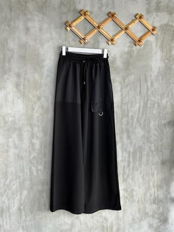 Paraşüt Cep Detaylı Geniş Paça Pantolon (Siyah)