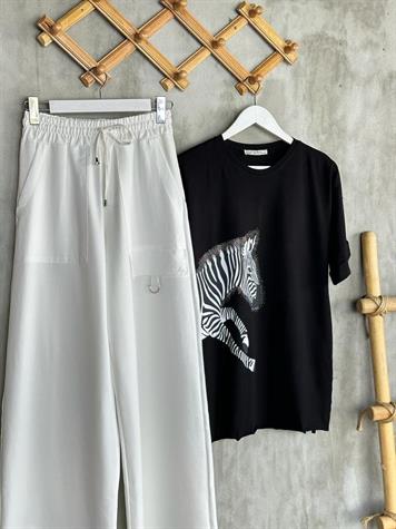 Paraşüt Cep Detaylı Geniş Paça Pantolon (Beyaz)