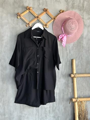 Paraşüt Kumaş Şortlu Takım (Siyah)