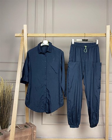 Paraşüt Kumaş Tunik Gömlek (SİYAH)